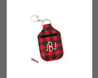 Buffalo Plaid Hand Sanitizer Key Chain Holder/Monogram hand sanitizer holder/Gifts for Her/Holiday Gift Ideas/Christmas gifts