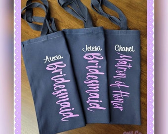 Bridesmaid Tote Bags/Custom Bridal Tote/Bachelorette Bag/Bridesmaid Gift bag/Personalized Canvas Tote/Wedding Totes/Party Gifts/Wedding Tote