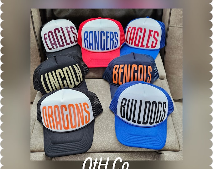 Featured listing image: Custom hat gift, Gift for hat lovers, Team gift idea, Favorite Teacher gift, Cheer Coach gift, Gift for Cheerleaders, Favorite Team gift