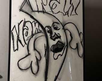 Nana Bana Banana Charcoal 18x24 drawing cartoon Grafitti