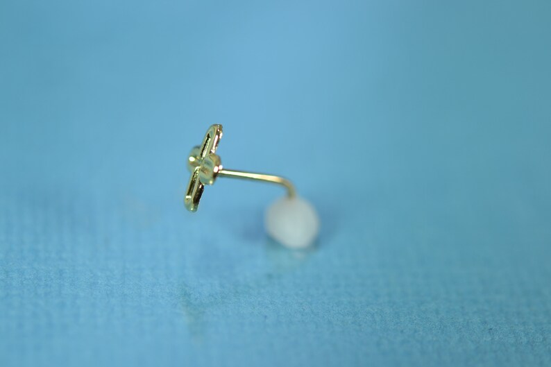14K Genuine Yellow Gold Cross Nose Ring