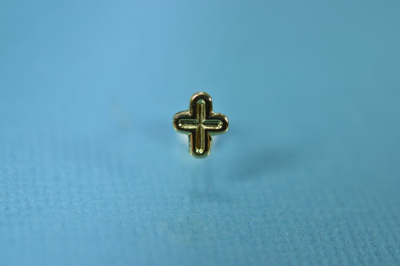 14K Genuine Yellow Gold Cross Nose Ring