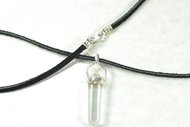Clear Quartz Sterling silver 3 mm Suede Necklace