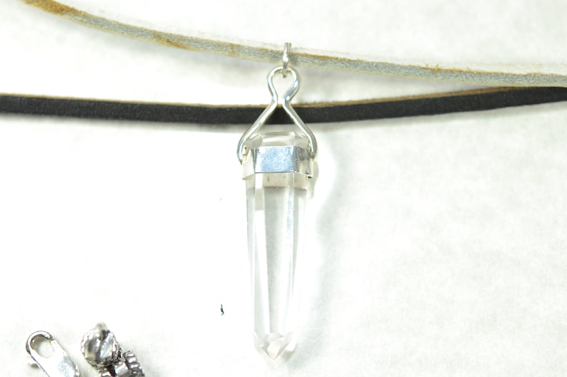 Clear Quartz Sterling silver 3 mm Suede Necklace