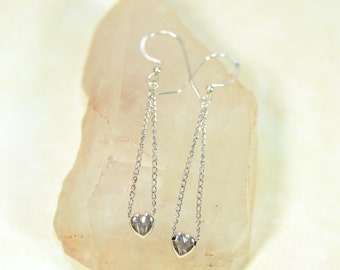 Beautiful Sterling Silver Heart Dangle Earrings