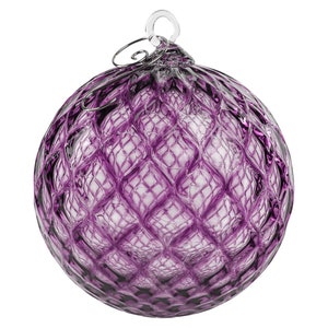 Plum | Handblown Glass Ornament | Handmade in CA | Sun Catcher | Gazing Ball | Holiday Ornament | Gift | Diamond Pattern