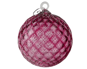 July Birthstone - Ruby | Handblown Glass Ornament | Handmade in CA | Sun Catcher | Gazing Ball | Holiday Ornament | Gift | Diamond Pattern