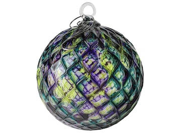 Elves Play | Handblown Glass Ornament | Handmade in CA | Sun Catcher | Gazing Ball | Holiday Ornament | Gift | Diamond Pattern