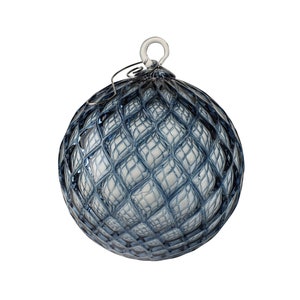 Slate Blue Diamond Cut Ornament | Hand Blown Glass Ornament | Sun Catcher | Gazing Ball | Holiday Ornament | Gift