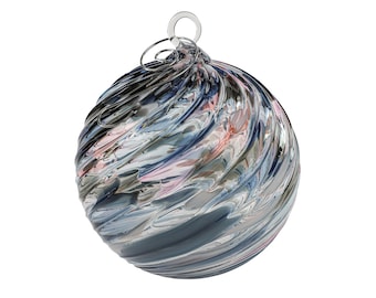 Champagne & Moonlight | Handblown Glass Ornament | Handmade in CA | Sun Catcher | Gazing Ball | Holiday Ornament | Gift | Spiral