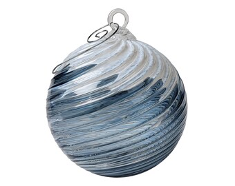 Slate Blue Flurry | Handblown Glass Ornament | Handmade in CA | Sun Catcher | Gazing Ball | Holiday Ornament | Gift | Spiral
