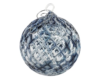 Still Winter | Handblown Glass Ornament | Handmade in CA | Sun Catcher | Gazing Ball | Holiday Ornament | Gift | Diamond Pattern