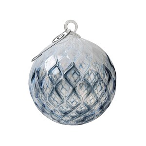 Slate Blue Flurry | Handblown Glass Ornament | Handmade in CA | Sun Catcher | Gazing Ball | Holiday Ornament | Gift | Diamond Pattern