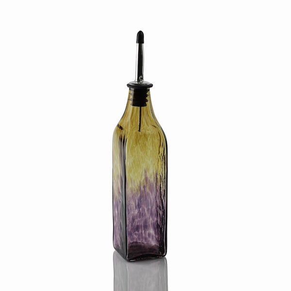 Hand Blown Glass Olive Oil Dispenser, Soap Dispenser, Olive Oil Bottle, Vinegar Bottle - Manzanilla & Indigo