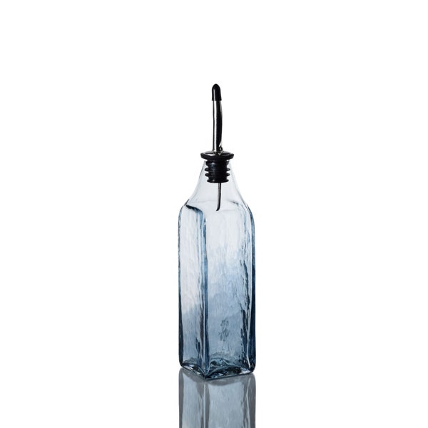 Hand Blown Glass Olive Oil Dispenser, Soap Dispenser, Olive Oil Bottle, Vinegar Bottle - Ice & Slate Blue