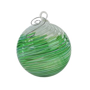 Evergreen Flurry | Handblown Glass Ornament | Handmade in CA | Sun Catcher | Gazing Ball | Holiday Ornament | Gift | Spiral