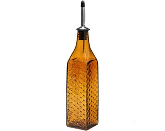 Amber - Hobnail Handblown Glass Olive Oil Dispenser | Soap Dispenser | Balsamic | Vinegar | Bitters | Syrups | Dressings | Handmade