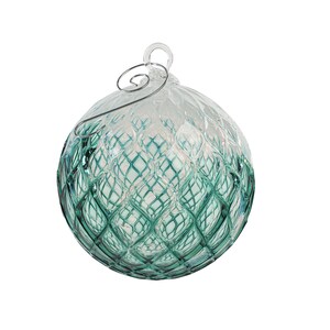 Sea Green Flurry | Handblown Glass Ornament | Handmade in CA | Sun Catcher | Gazing Ball | Holiday Ornament | Gift | Diamond