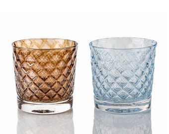 Ice & Light Brown Sugar Mindala Glass Set - Hand Blown Glass - Glassware - Drinkware - Cocktail Glass - Retro Modern Decor