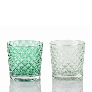 Spearmint & Wintergreen Mindala Glass Set - Hand Blown Glass - Glassware - Drinkware - Cocktail Glass - Retro Modern Decor