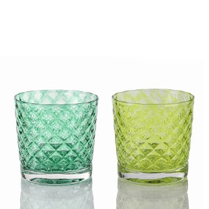 Spearmint & Lime Mindala Glass Set - Hand Blown Glass - Glassware - Drinkware - Cocktail Glass - Retro Modern Decor