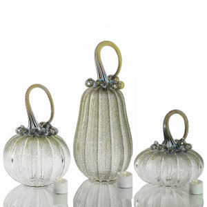 Bewitched Botanicals - Velvet Glass Pumpkin with Tealight | Hand Blown Glass Pumpkin Candle | Glass Candle | Light Up Pumpkin