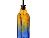Hand Blown Glass Olive Oil Dispenser, Soap Dispenser, Olive Oil Bottle, Vinegar Bottle - Amber Mountain Blue