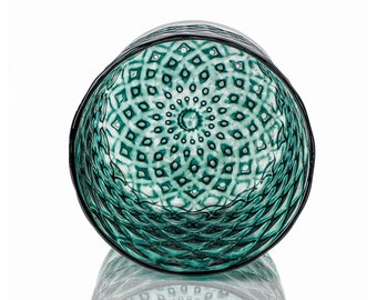 Turquoise - Blue Green | Handblown Glassware | Mindala Glass | Handmade in CA | Rocks | Whiskey | Drinkware | Barware | Juice | Water | 8oz