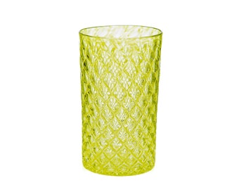 Lime - Bright Green | Handblown Glassware | Mandala Glass | Handmade in CA | Tumbler | Drinkware | Cocktail Glasses | Barware | 16oz
