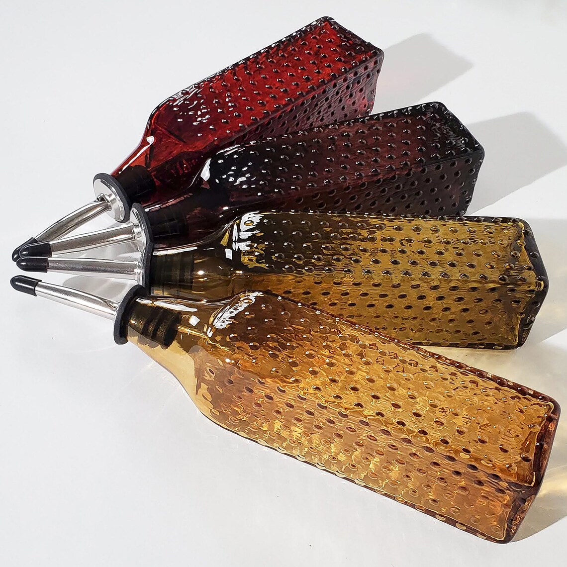 Textured Hand Blown Glass Olive Oil Dispenser Soap Dispenser Etsy