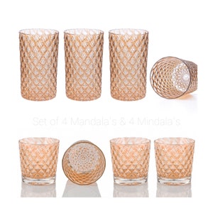 Sorbet | Mixed Set of 8 Handblown Glassware | Handmade in CA | Tumblers | Rocks | Drinkware | Cocktail Glasses | Barware | 8oz and 16oz