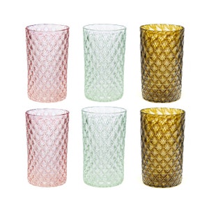 Vineyard  | Set of 6 Handblown Glassware | Mandala Glass | Handmade in CA | Tumbler | Drinkware | Cocktail Glasses | Barware | 16oz