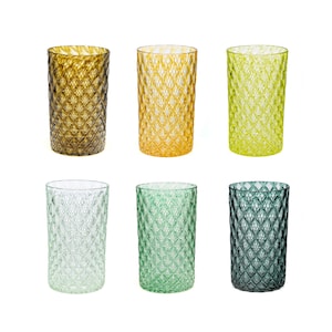 Citrus | Set of 6 Handblown Glassware | Mandala Glass | Handmade in CA | Tumbler | Drinkware | Cocktail Glasses | Barware | 16oz