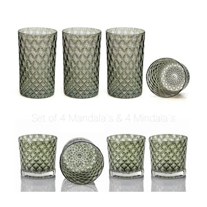 Smoke | Mixed Set of 8 Handblown Glassware | Handmade in CA | Tumblers | Rocks | Drinkware | Cocktail Glasses | Barware | 8oz and 16oz