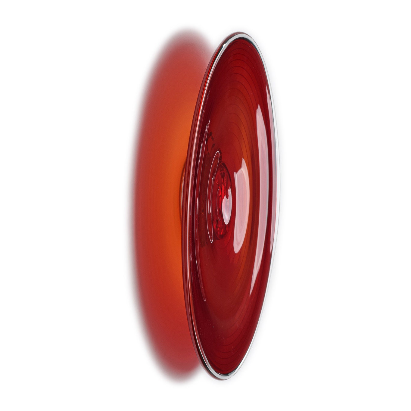 Scarlet Red Spiral Rondel HandBlown Wall Plate Blown Glass Etsy