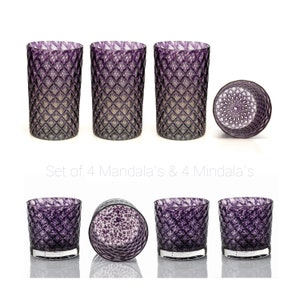 Indigo | Mixed Set of 8 Handblown Glassware | Handmade in CA | Tumblers | Rocks | Drinkware | Cocktail Glasses | Barware | 8oz and 16oz