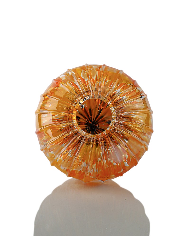 Candy Corn W/ Black Stem Light up Pumpkin Handblown Glass Handmade in