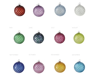 Diamond Cut *BIRTHSTONE* Ornaments | Handblown Glass Ornament | Sun Catcher | Gazing Ball | Color Glass Ornaments | Handmade