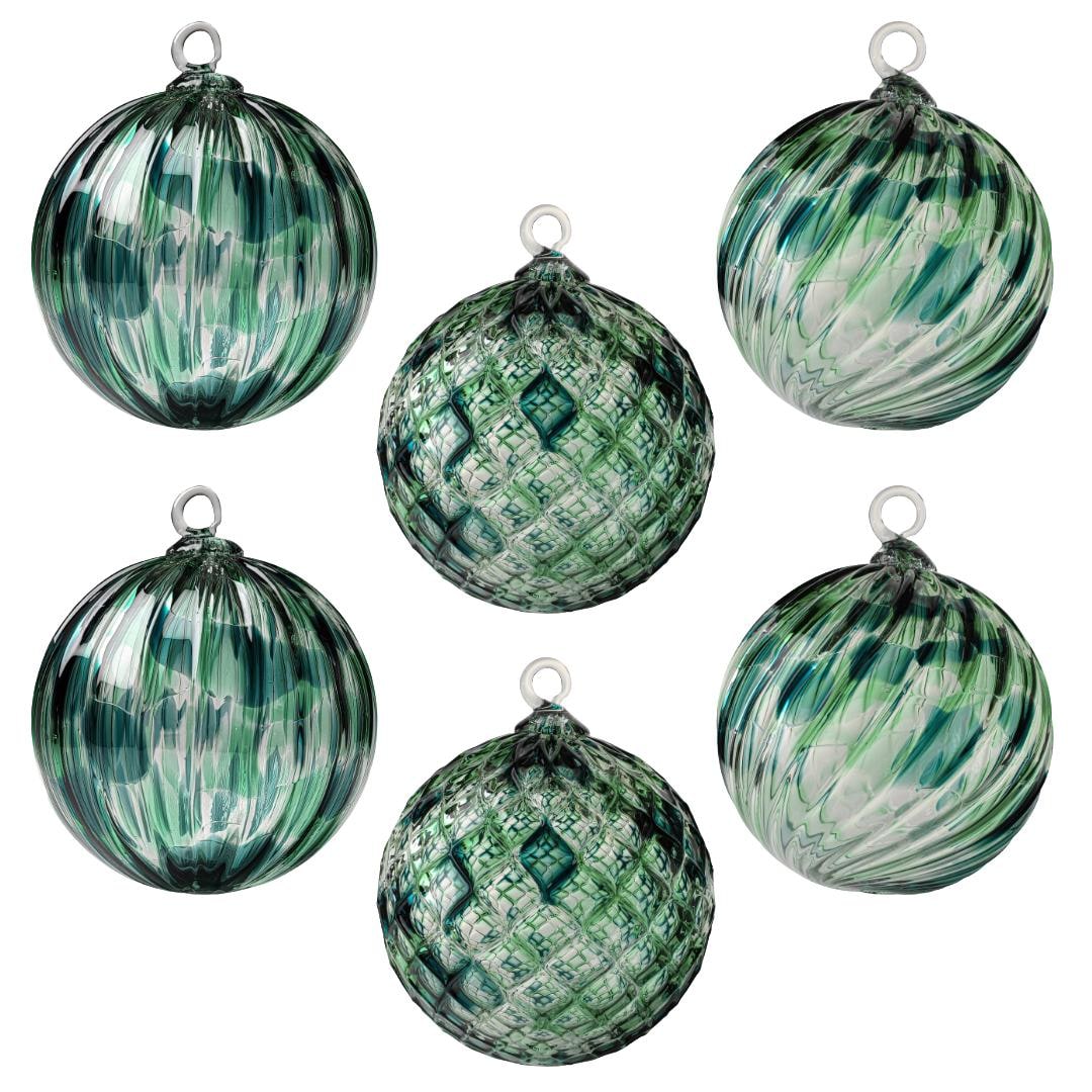 Noble Fir | Green | Set of 6 | Handblown Glass Ornament | Handmade in ...