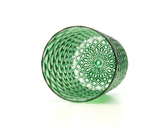 Emerald - Green | Handblown Glassware | Mandala Glass | Handmade in CA | Tumbler | Drinkware | Cocktail Glasses | 16oz