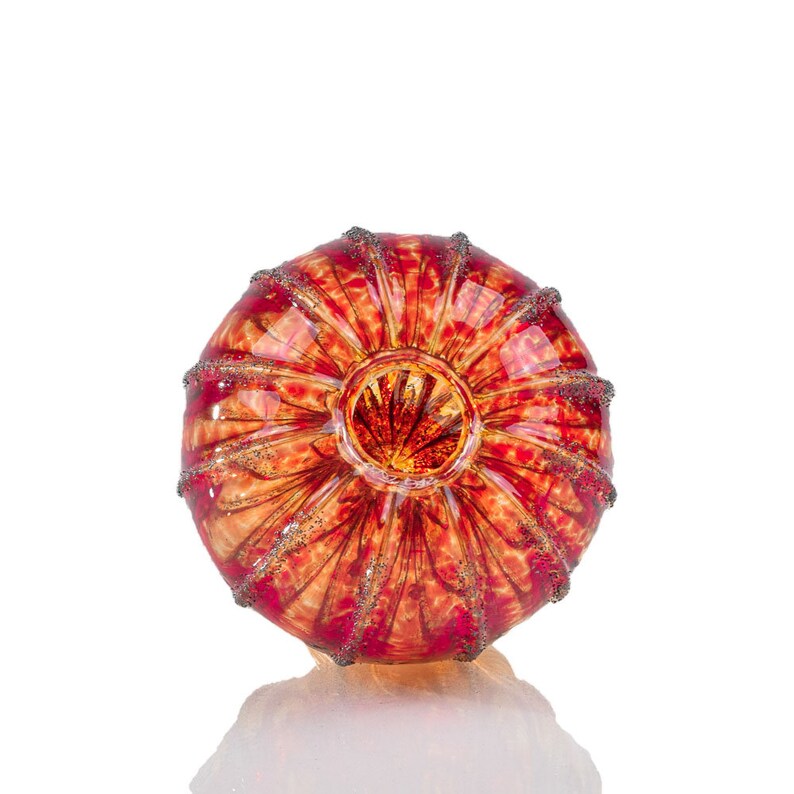 Grapefruit & Candy Apple Red Light up Pumpkin Handblown Glass Handmade