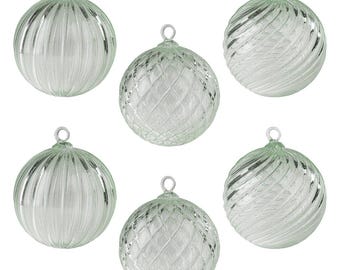 Wintergreen | Set of 6 | Handblown Glass Ornament | Handmade in CA | Sun Catcher | Gazing Ball | Holiday Ornament | Gift