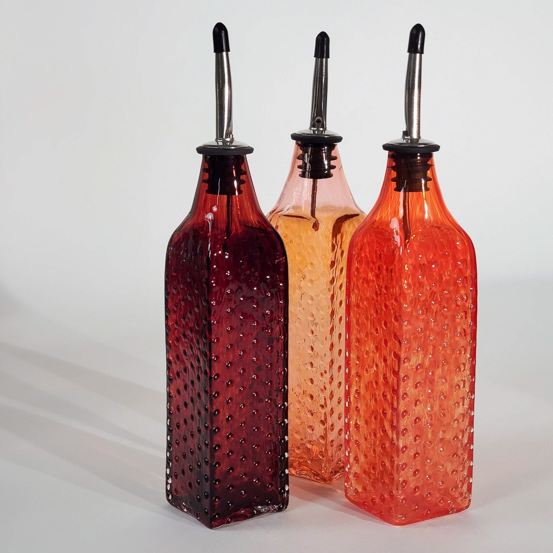 Textured Hand Blown Glass Olive Oil Dispenser Soap Dispenser Etsy