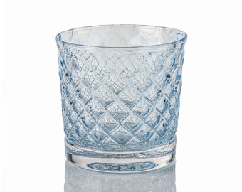 Ice - Light Blue | Handblown Glassware | Mindala Glass | Handmade in CA | Rocks | Whiskey | Drinkware | Cocktail | Barware | Water | 8oz