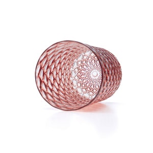 Grapefruit- Pink | Handblown Glassware | Mandala Glass | Handmade in CA | Tumbler | Drinkware | Cocktail Glasses | Barware | 16oz