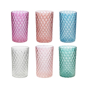 San Diego | Set of 6 Handblown Glassware | Mandala Glass | Handmade in CA | Tumbler | Drinkware | Cocktail Glasses | Barware | 16oz