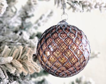 Metallic Violet Amber Glass Ornament