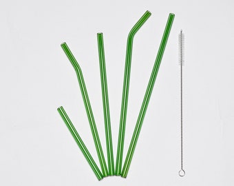 GREEN | Handblown Glass Straw | Handmade in CA | Cocktail | Drinkware | Yeti | Multiple Sizes | Reusable | Stocking Stuffer | Party Favor
