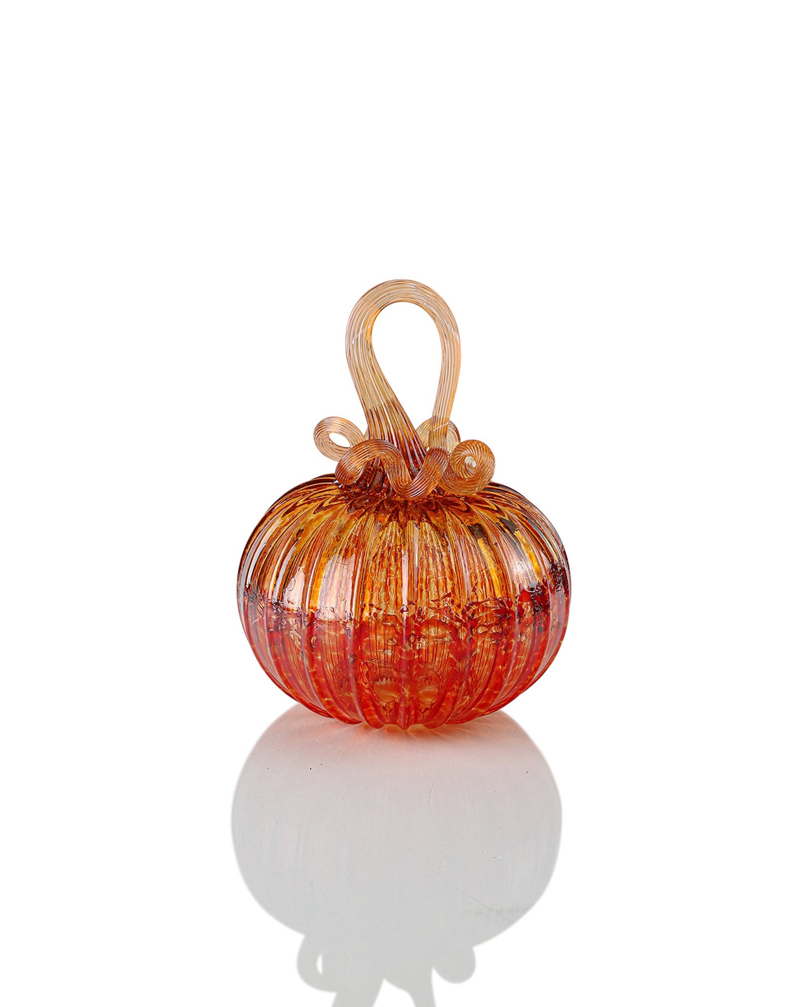 Grapefruit & Candy Apple Red Light up Pumpkin Handblown Glass Handmade