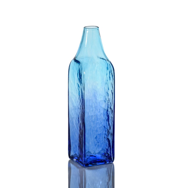 Hand Blown Glass Olive Oil Dispenser, Soap Dispenser, Olive Oil Bottle, Vinegar Bottle Aqua & Blueberry image 7